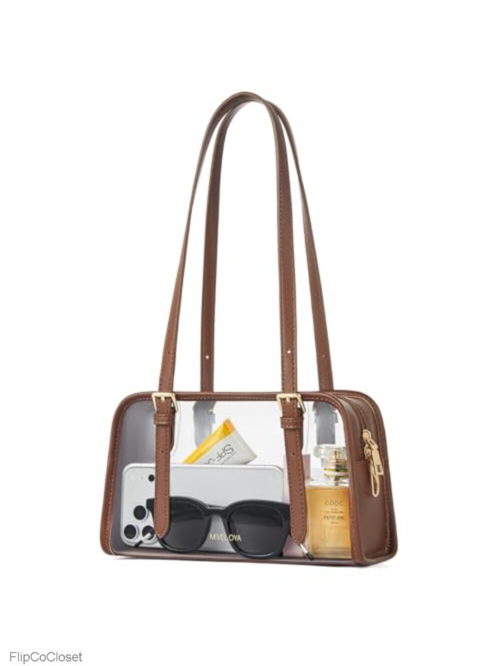 Clear Stadium Bag Shoulder Purse PVC PU Leather Adjustable Strap